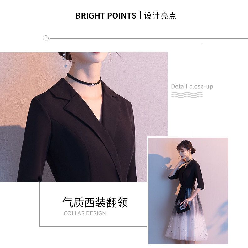 Yi Di Xiaos temperament banquet small evening dress, short for women, can be worn in Hepburn style adult host fantasy fairy dress. | deposit bonus casino, coin qq slot, raja mpo777, cq9demo(图3)