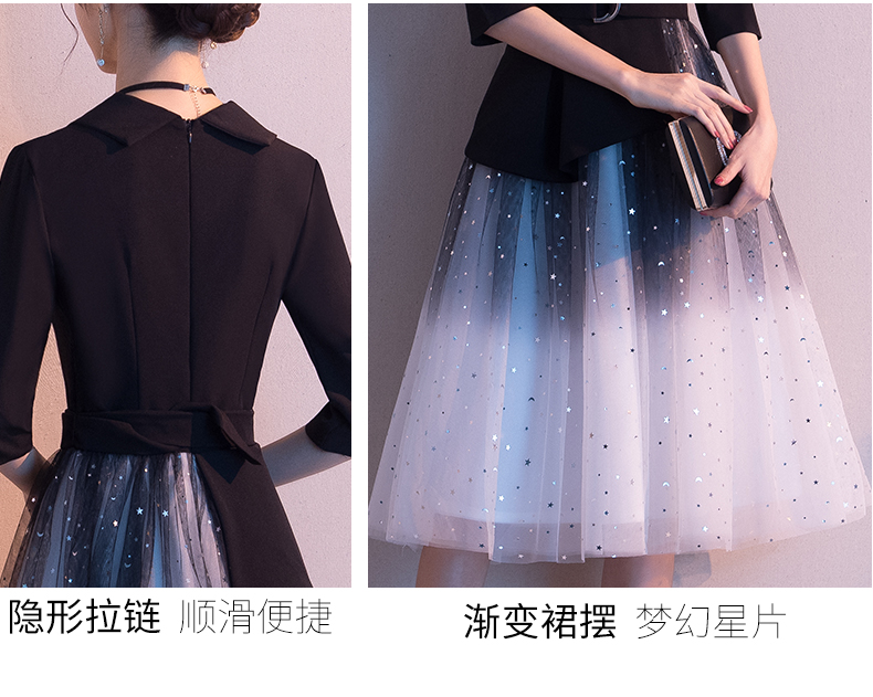 Yi Di Xiaos temperament banquet small evening dress, short for women, can be worn in Hepburn style adult host fantasy fairy dress. | deposit bonus casino, coin qq slot, raja mpo777, cq9demo(图4)